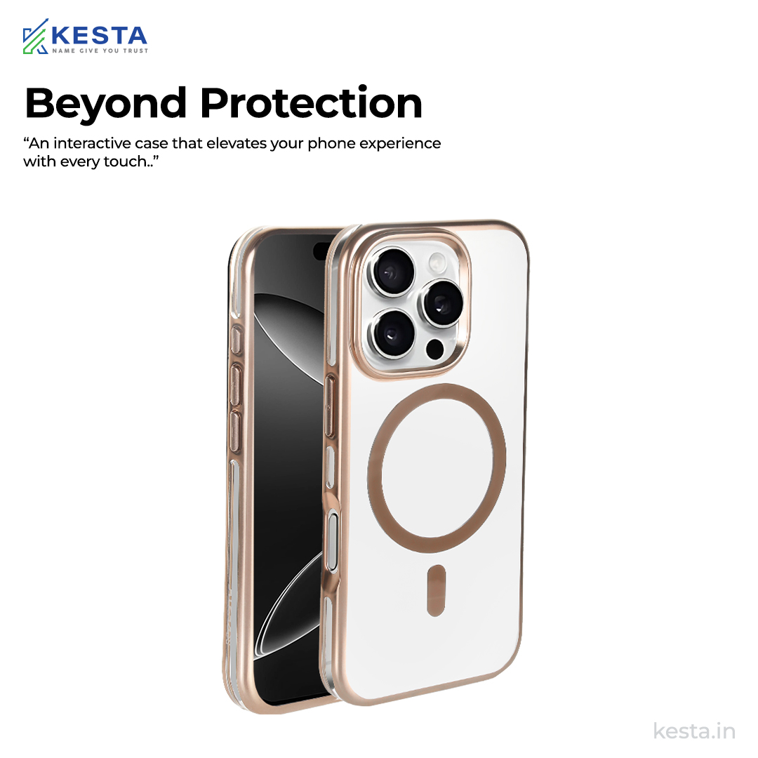 iPhone 16 Pro Max Cover - Notify Popup Gold Transparent Case (Camera Sink Protection & Wireless Charging Optimized)